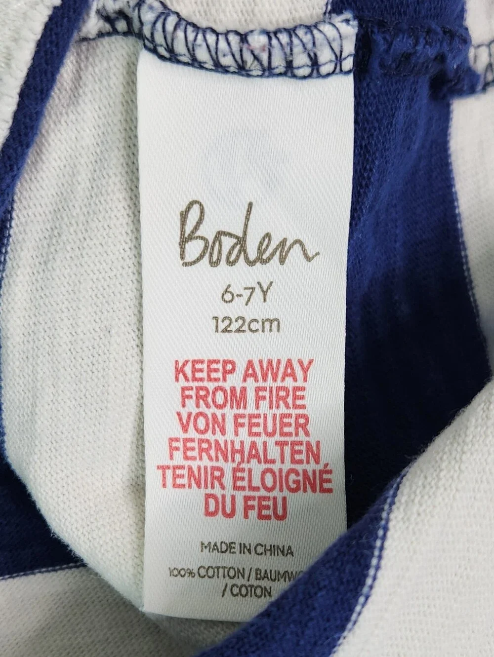 Boden Blue & White Stripe Long-Sleeve Raglan Top